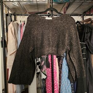 Aritzia Babaton 1-01 Metallic Wool Mohair Blend Cropped Wide Sleeves Sweater, XS